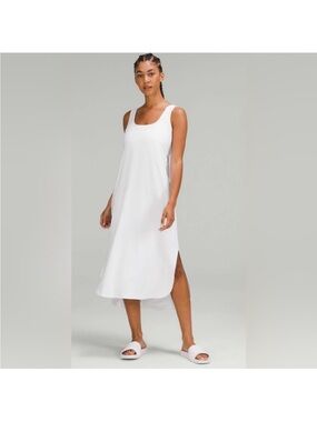 Lululemon Pima open-back Sleeveless White Midi Tank Dress size 8 nwt!